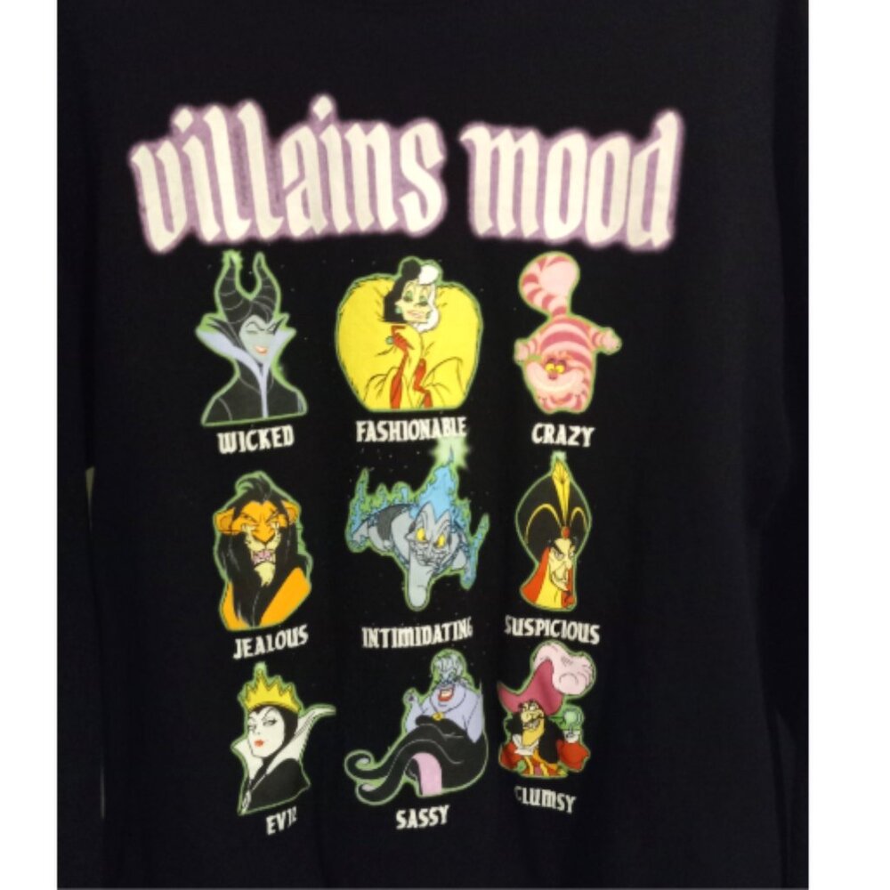 Disney Villains Mood Characters Sweatshirt Girls L 11-13 Black Graphic - Picture 4 of 9